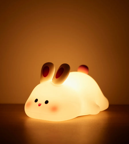 LED Night Lights Cute Sheep Panda Rabbit Silicone Lamp USB Rechargeable Timing Bedside Decor Kids Baby Nightlight Birthday Gift