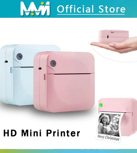 Mini Portable Printer Thermal Printing Sticker Wireless Inkless Mini Pocket Printer Self-Adhesive Label Printer Photo Printer